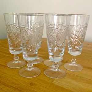 Vintage Set of 6 Cocktail Glasses Pinwheel Crystal Glass Cups